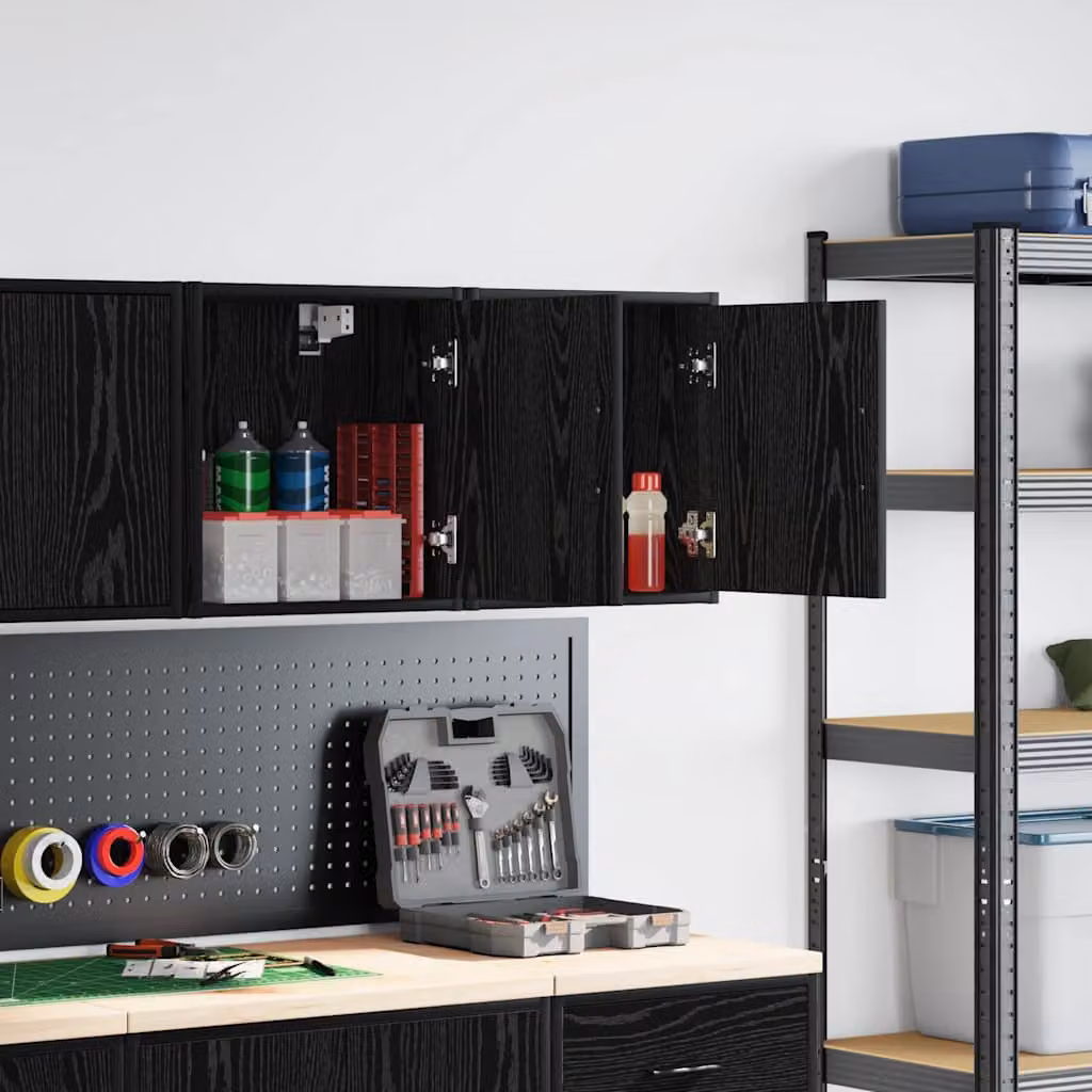 vidaXL Pensili per Garage 2 pz Neri in Legno Multistrato