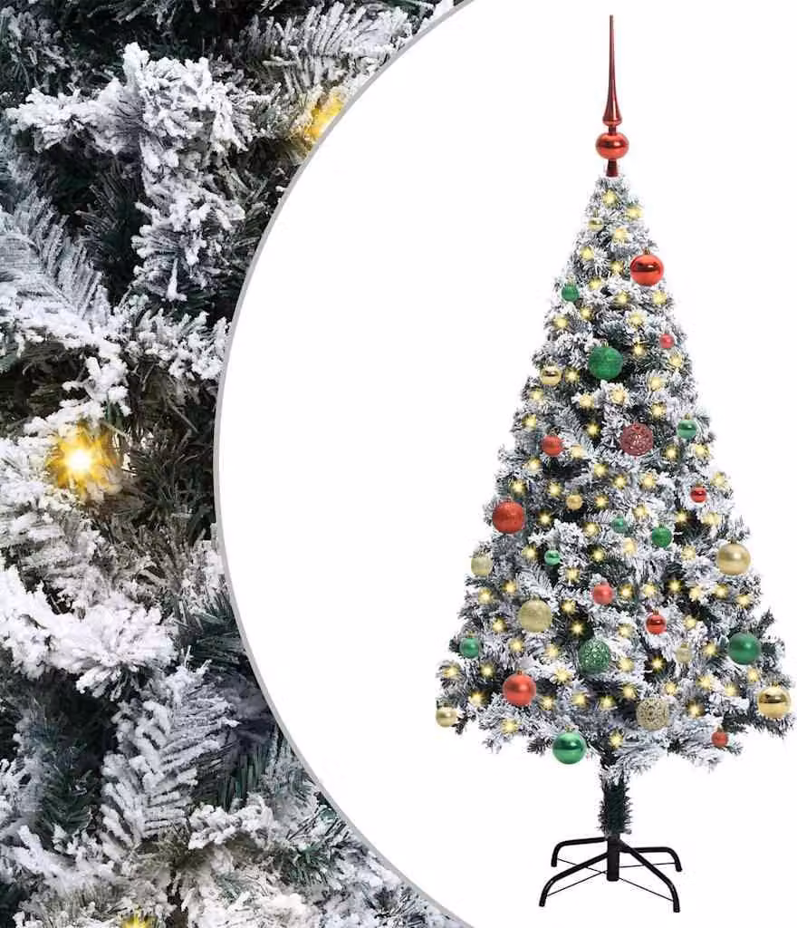 Albero di Natale artificiale con 150 LED con supporto bianco 150 cm