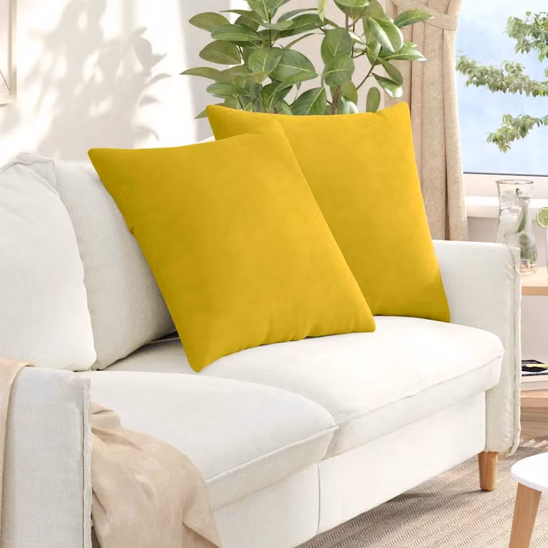 Set di 2 cuscini da divano quadrati vidaXL in tessuto a coste giallo, 60 x 60 cm