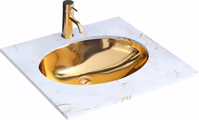Lavabo sottopiano Lavabo da bagno Lavabo Lavabo in Vetroceramica dorata