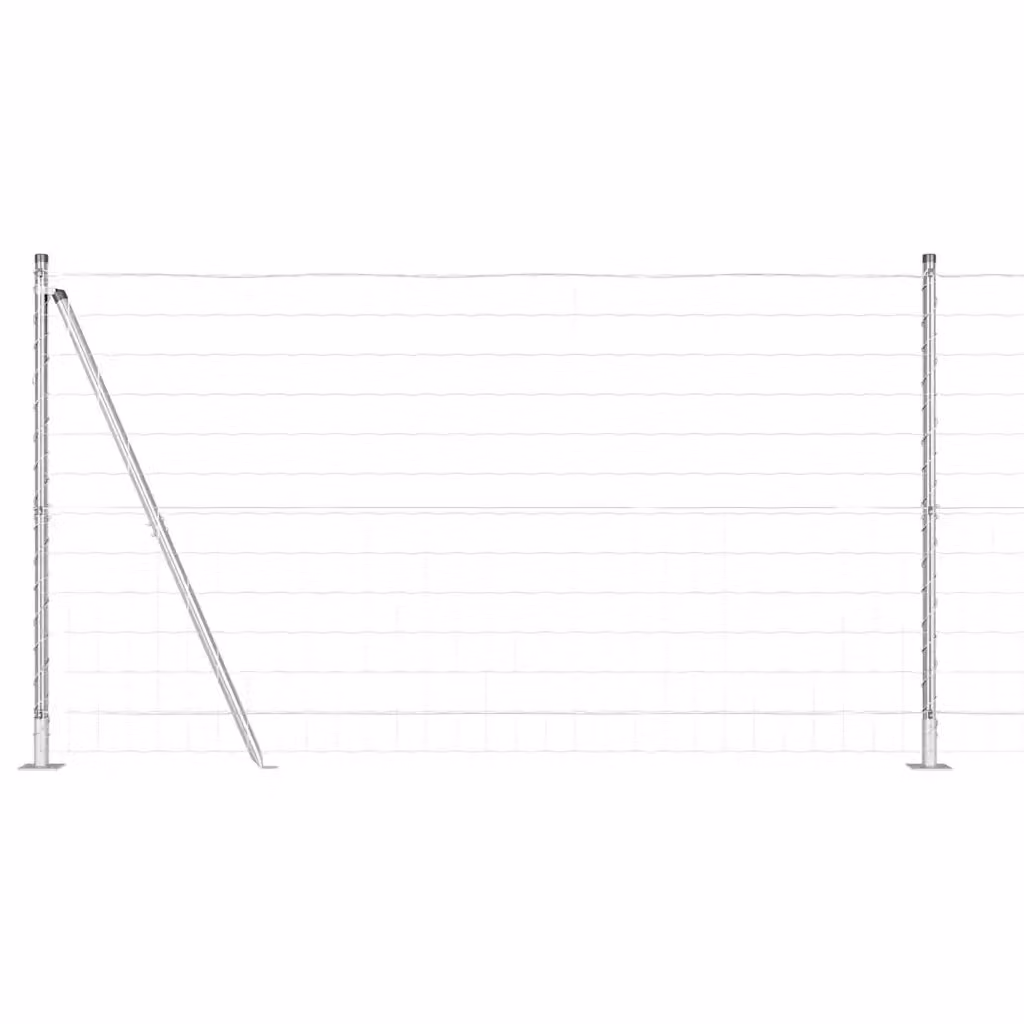 Recinzione da esterno vidaXL in acciaio zincato argento con base in cemento L: 25 m, H: 1,2 m – 2