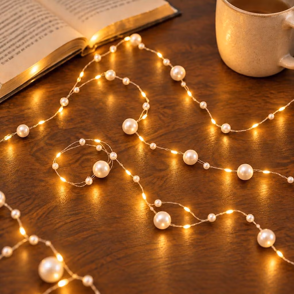 Catena luminosa a forma di sfera, lunghezza 2 metri, 20 LED bianco caldo, alimentazione a batteria, grado di protezione IP65