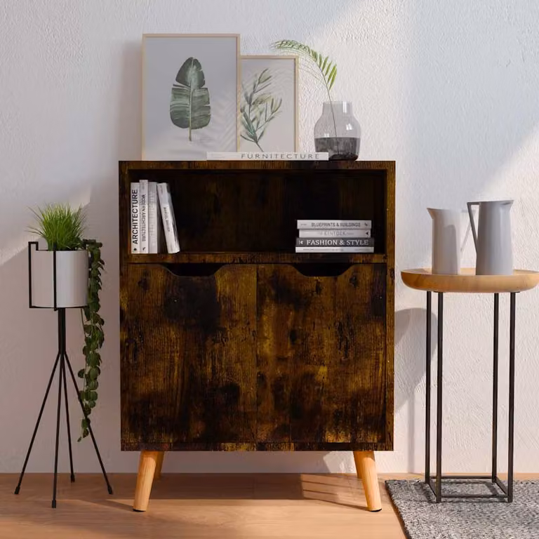 Credenza moderna vidaXL in legno Rovere Fumo, L: 60 cm, P: 30 cm, H: 72 cm