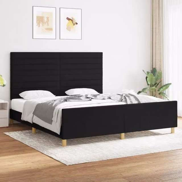 Giroletto senza Materasso Nero 180x200 cm in Tessuto 3125156