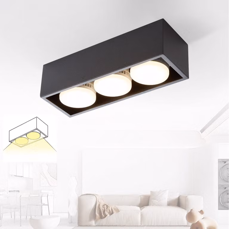ZMH LED plafoniera nera faretto da superficie 3 spot da soffitto a fiamma bianco caldo GX53 15W faretto da soffitto orientabile angolare per cucina soggiorno sala da pranzo corridoio corridoio