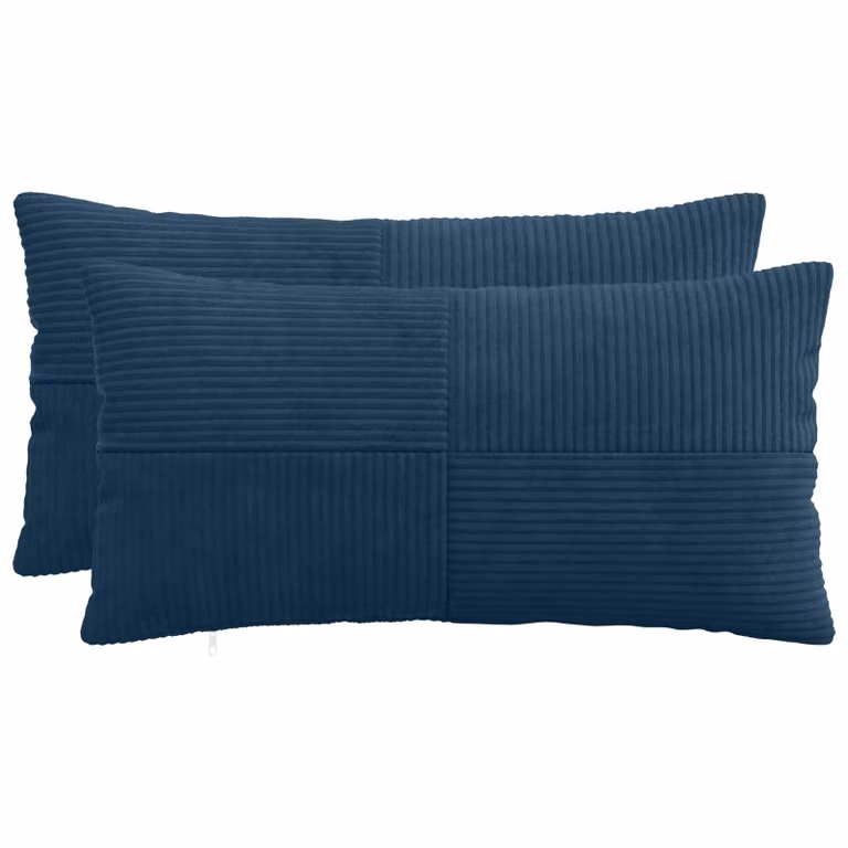 Set di 2 federe vidaXL ALMELO in velluto a coste blu navy, L 80 cm x P 40 cm