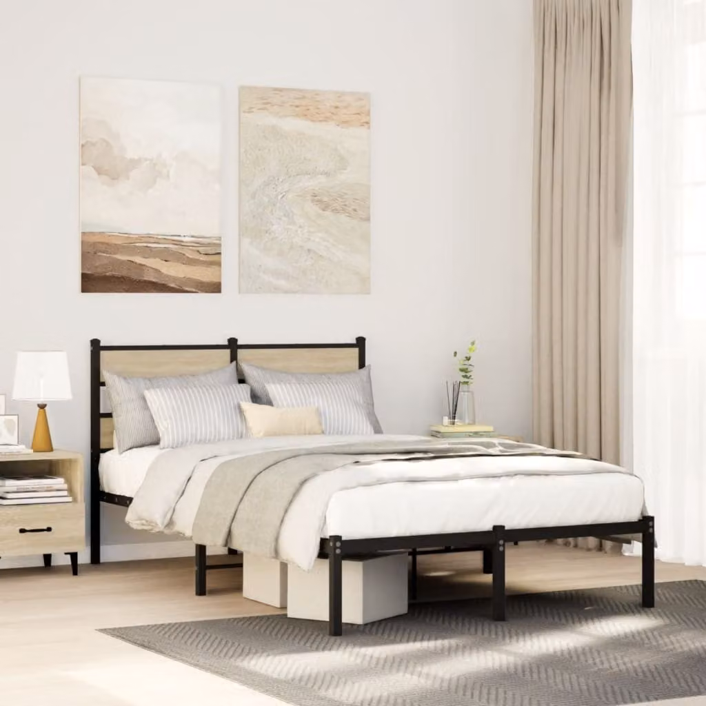 Giroletto in metallo vidaXL senza materasso, colore marrone e nero, L/P/H: 120 x 200 x 91,5 cm