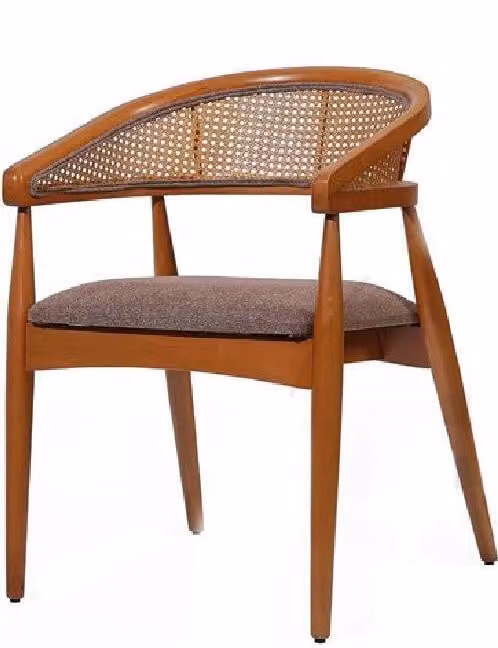 Brauner Luxus Stuhl Holzrahmen Esszimmer Designer Stühle Armlehnenstuhl
