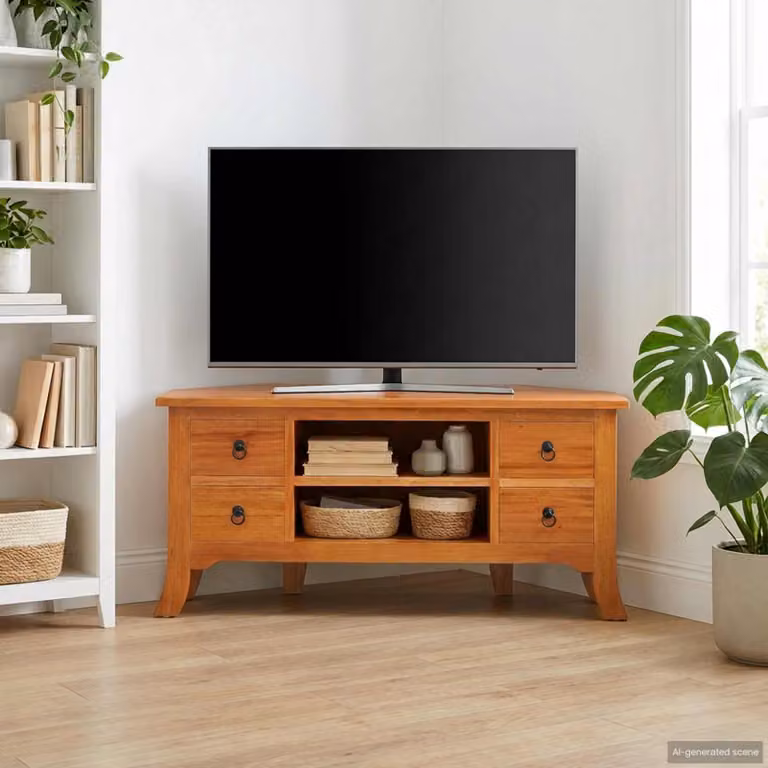 Mobile TV vidaXL in legno di mogano massello color marrone stile rustico L/P/H: 100 x 40,5 x 46 cm
