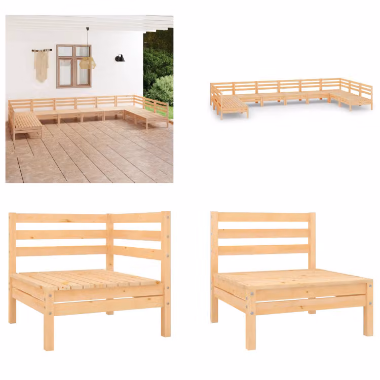 vidaXL 10 pezzi set salotto da giardino pino massiccio - Set di mobili da giardino - Set di mobili da giardino - Set di mobili da giardino - Set di mobili da giardino