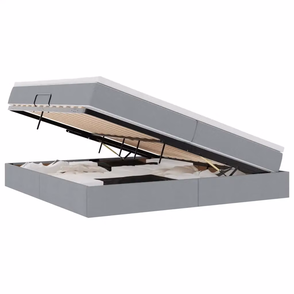 Letto con contenitore e materasso ibrido vidaXL Grigio chiaro L/P/H: 200 x 200 x 48.5 cm – 2