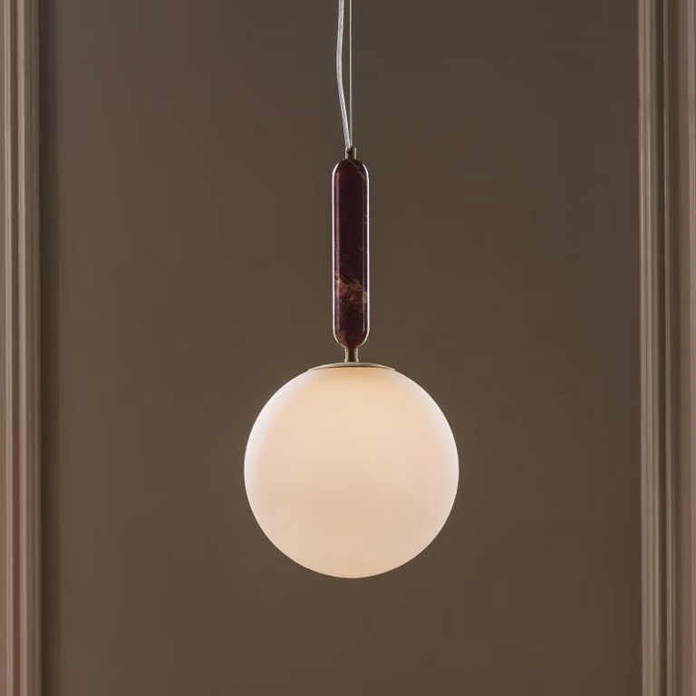 Globen Lighting Lampada a sospensione Torrano, dimmerabile, Rosso, Soggiorno / Sala da pranzo, Pietra, Scandinavo, Lampada a sospensione