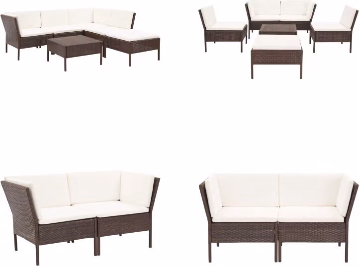 vidaXL set salotto da giardino 6 pezzi con cuscini in rattan marrone - set salotto da giardino - set salotto da giardino - divano da giardino - divani da giardino