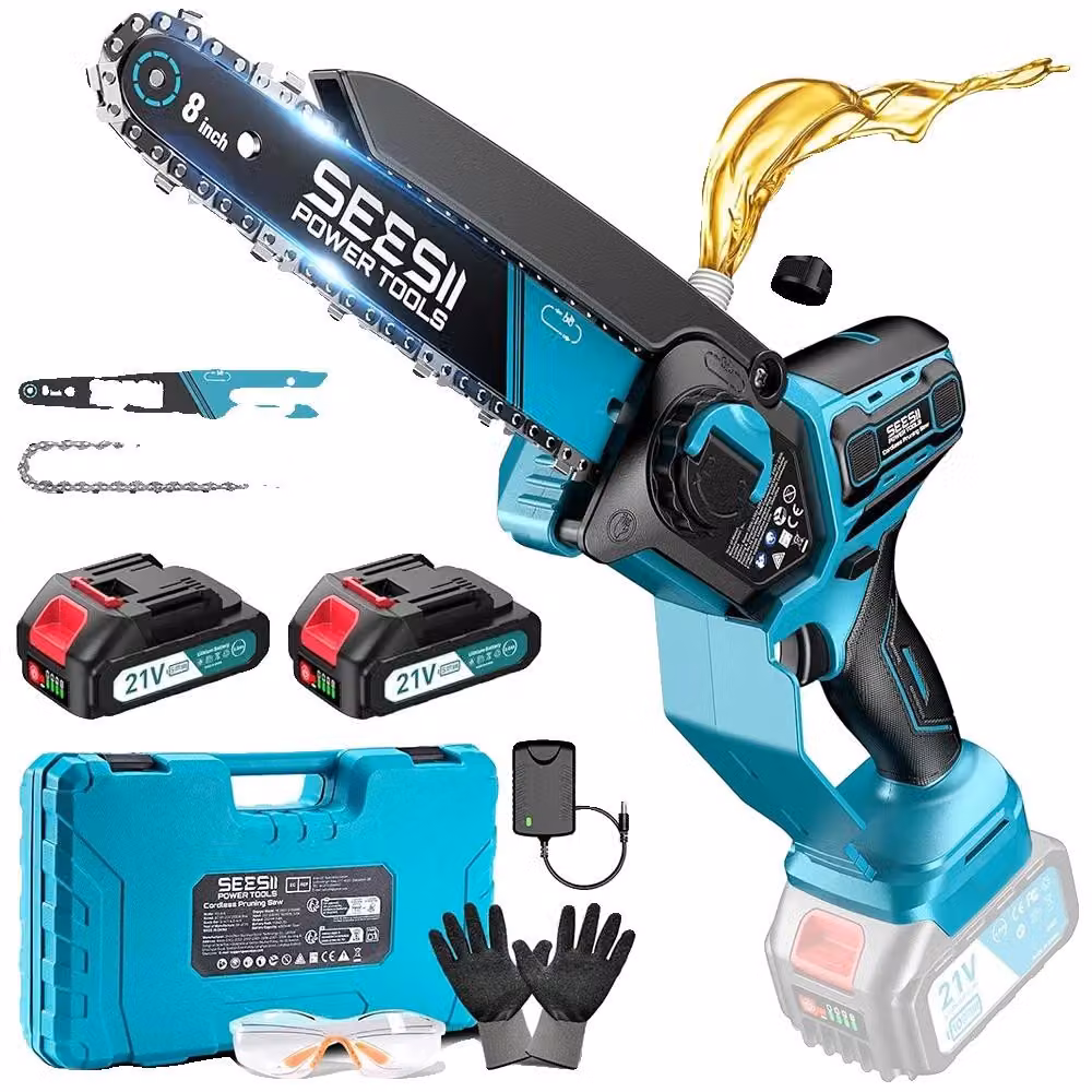 Motosega elettrica, motore brushless, design compatto, con batteria 2X2,0 Ah