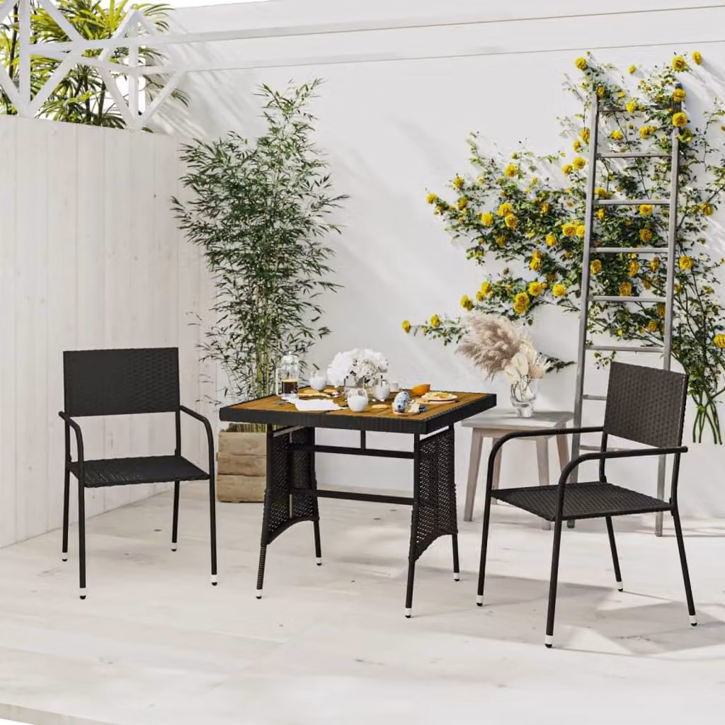 Maison Exclusive - Set da pranzo da giardino a 3 pezzi in rattan sintetico nero