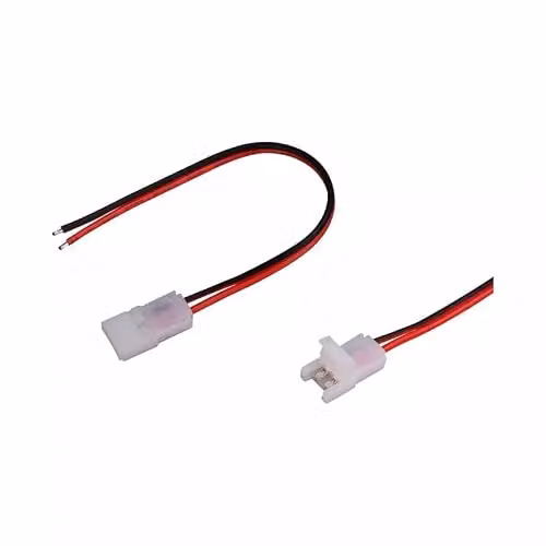 Connettore Flessibile per Strip LED di larghezza 10mm Innesto rapido tramite clip 2 Pin e cavi a saldare