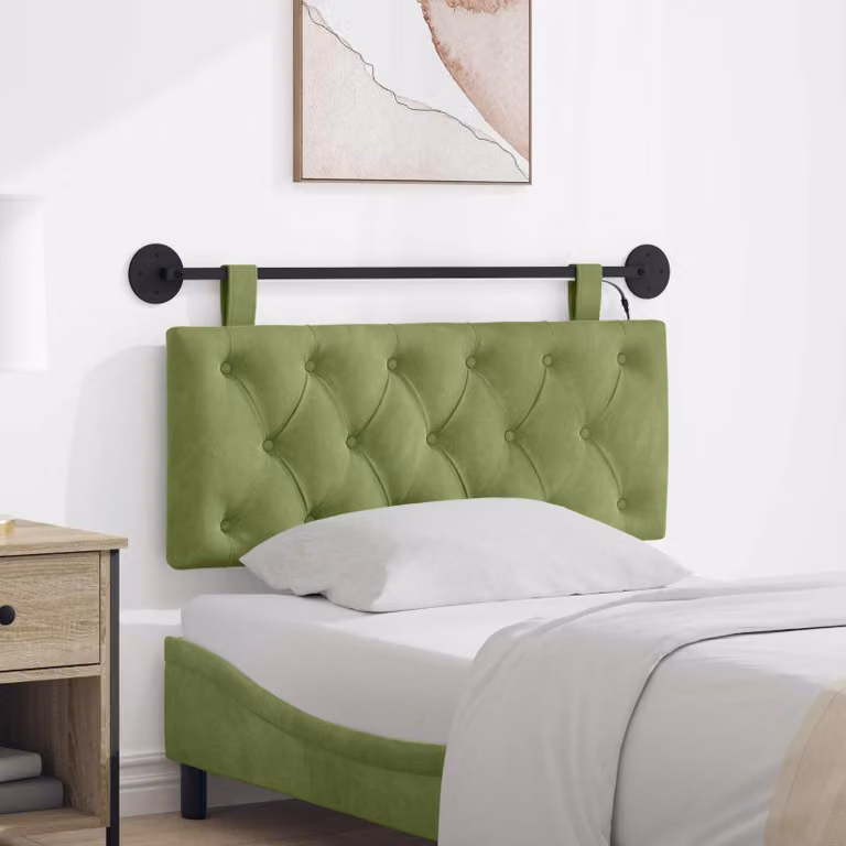 vidaXL Testiera sospesa in velluto verde chiaro con illuminazione integrata
