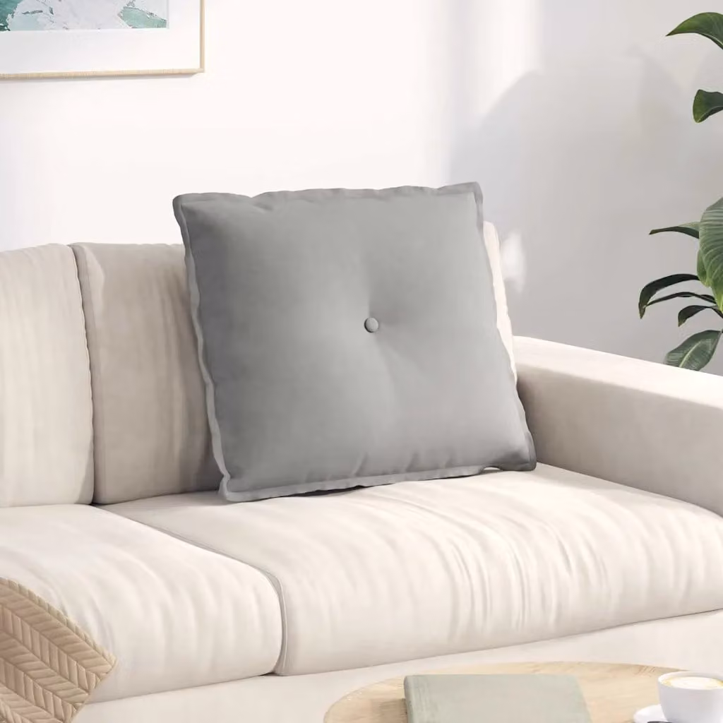 vidaXL Cuscino per Schiena Grigio con Rivestimento Rimovibile L: 60 cm, P: 50 cm, H: 19 cm