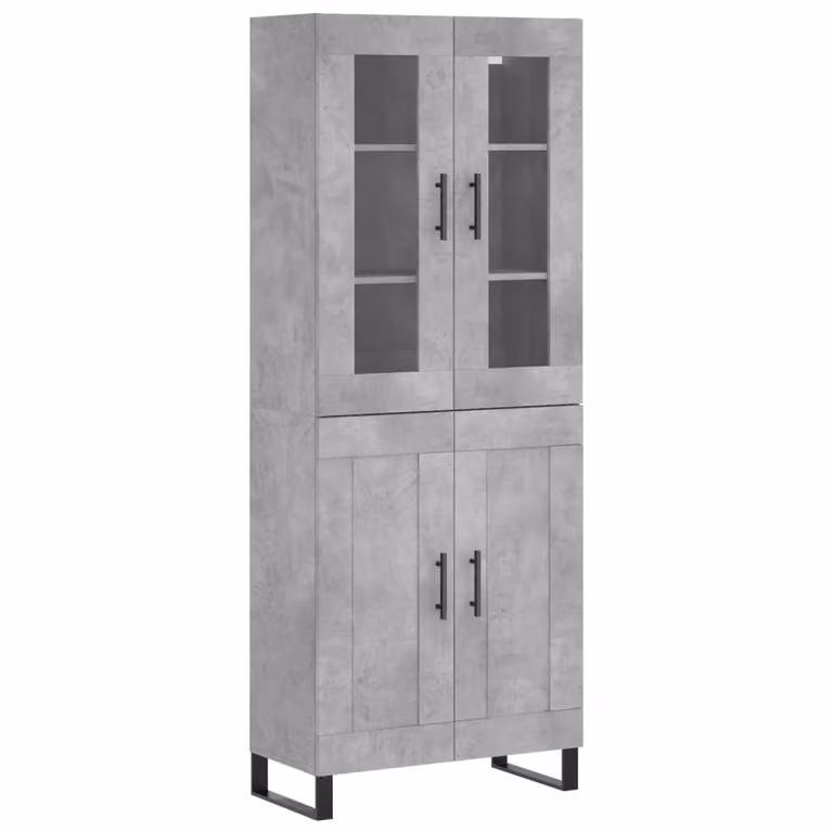Credenza Grigio Cemento 69,5x34x180 cm in Legno Multistrato