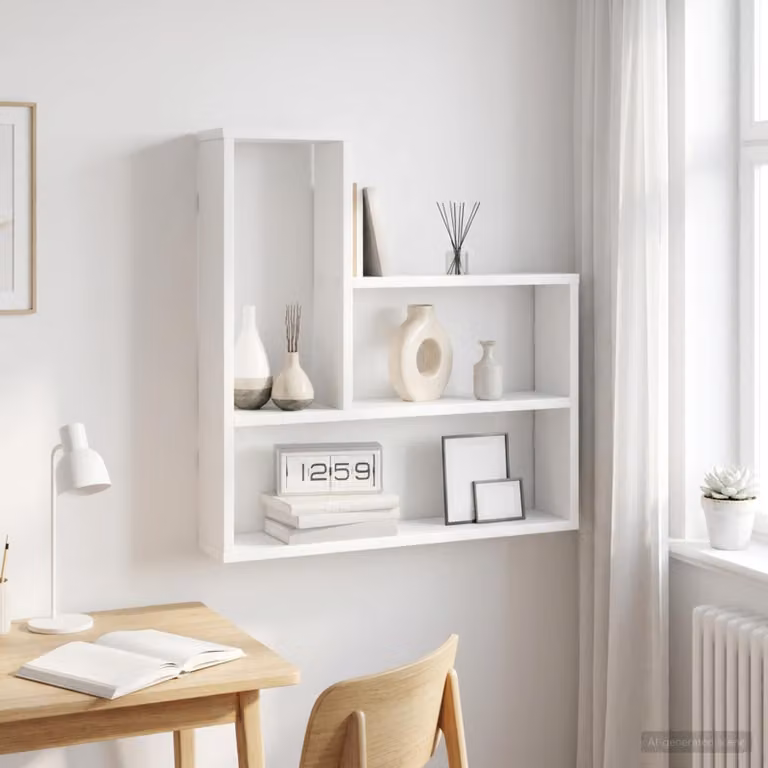 Scaffale da parete vidaXL Bianco in MDF con design minimalista L 60 x P 11 x H 60 cm
