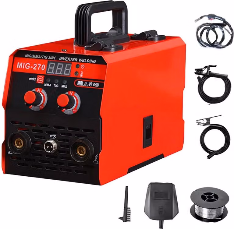 Saldatrice, potenza regolabile, display digitale a LED, MIG-270 rosso