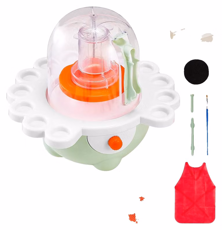 VEVOR mini tornio da vasaio con piattaforma girevole da 50 / 80 mm e velocità regolabile, tornio elettrico per principianti, set completo per Vetroceramica con strumenti per scolpire l'argilla, verde per il fai da te