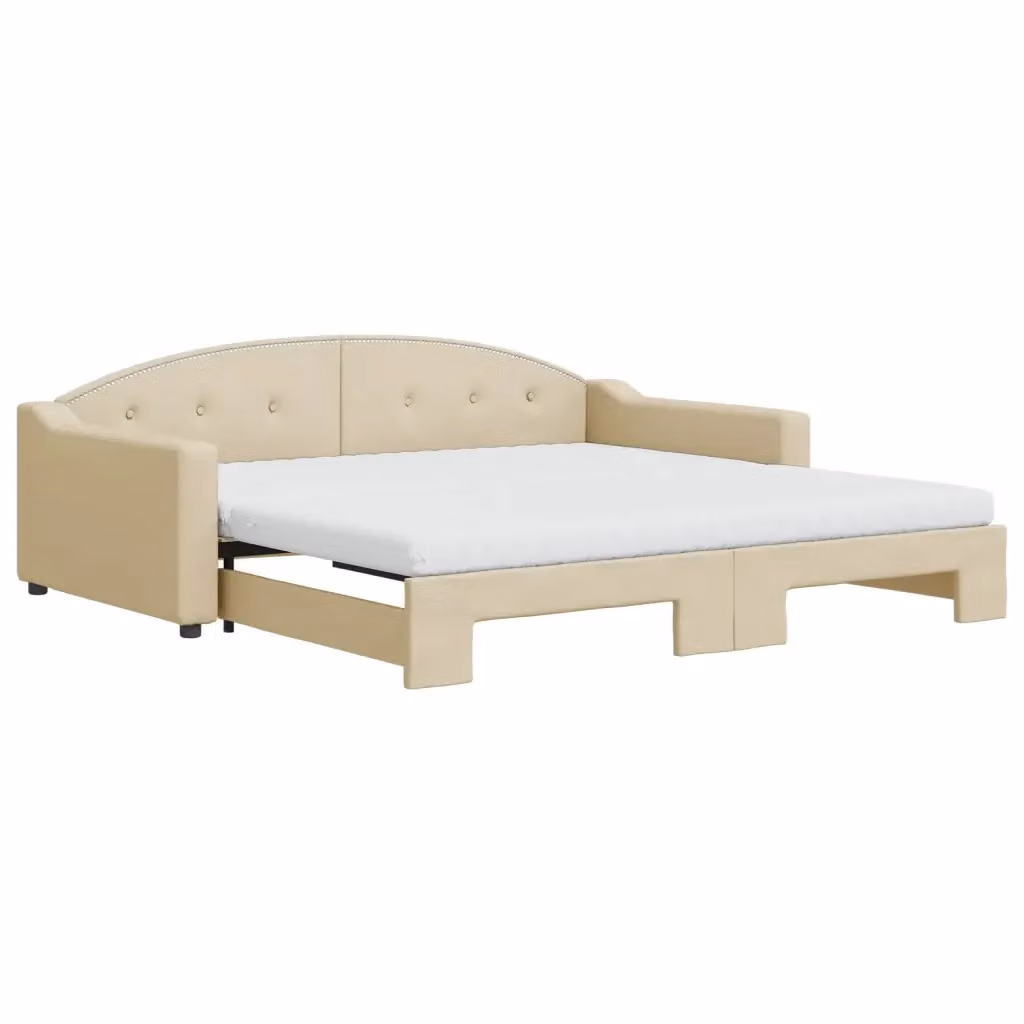 Divano Letto Estraibile vidaXL in Tessuto Beige con Cassetto per Camera da Letto e Soggiorno L/P: 100 x 200 cm – 2