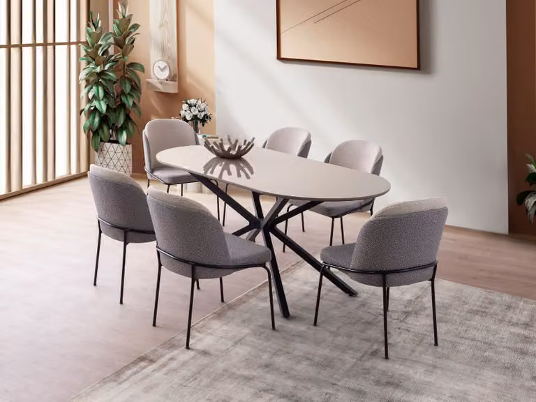 Skye Decor, Aura - 3011, Tavoli da pranzo, Moka chiaro, MDF, 180 x 79 x 90 cm
