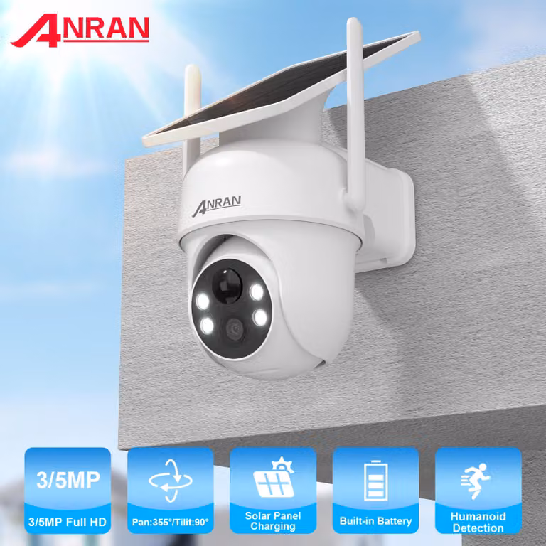 Telecamera di sicurezza 2K 5MP - Telecamera solare - Wi-Fi 2,4 GHz - Rilevamento umanoide tramite sensore PIR