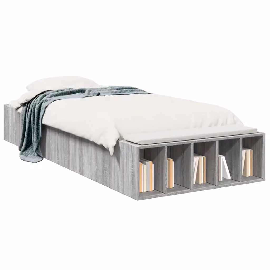 Letto con contenitore vidaXL in legno ingegnerizzato grigio L/P/H: 200 x 80 x 30 cm – 2
