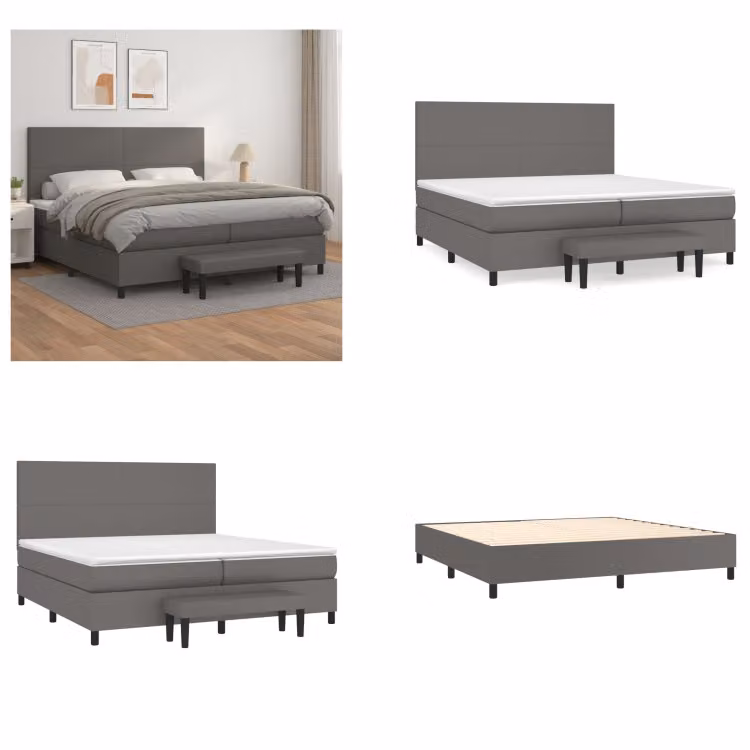 vidaXL Letto a molle con materasso grigio 200x200 cm in Similcuoio - Letto a molle - Boxspringbetten - Bett - Schlafzimmermöbel
