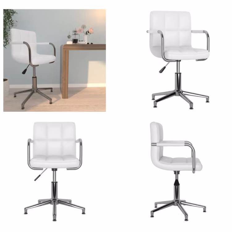vidaXL Sedia da ufficio girevole in Pelle finta bianca - Sedia da ufficio - Sedie da ufficio - Sedia - Sedie
