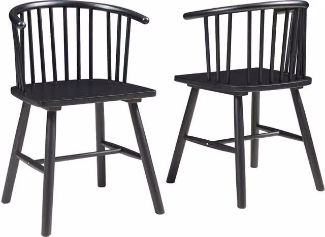 Set di 2 sedie da sala da pranzo moderne in legno nero en.casa
