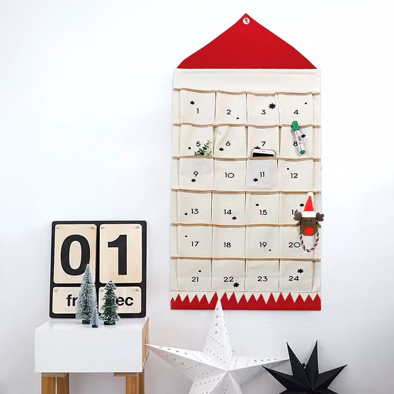 Calendario dell'Avvento di Natale, 24 sacchetti in tessuto per appendere gli ornamenti natalizi,