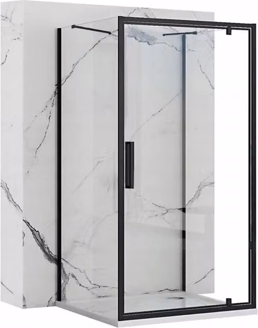 Cabina Doccia Ad Angolo Rapid Swing con Vetro e Trattamento Easy Clean, Colore Nero, L 120 cm x P 90 cm