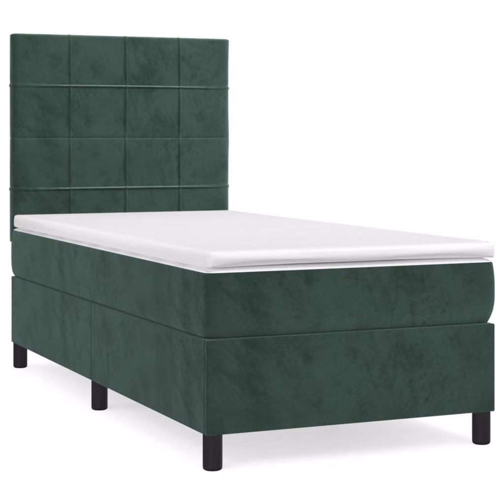 Giroletto a Molle con Materasso Verde Scuro 80x200 cm Velluto