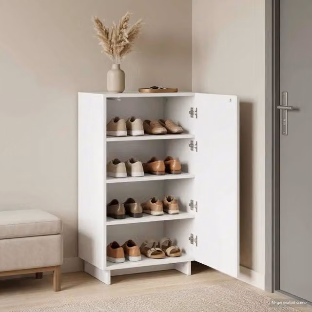 Scarpiera moderna vidaXL in legno bianco lucido L/P/H: 48 x 38 x 87,5 cm – 1