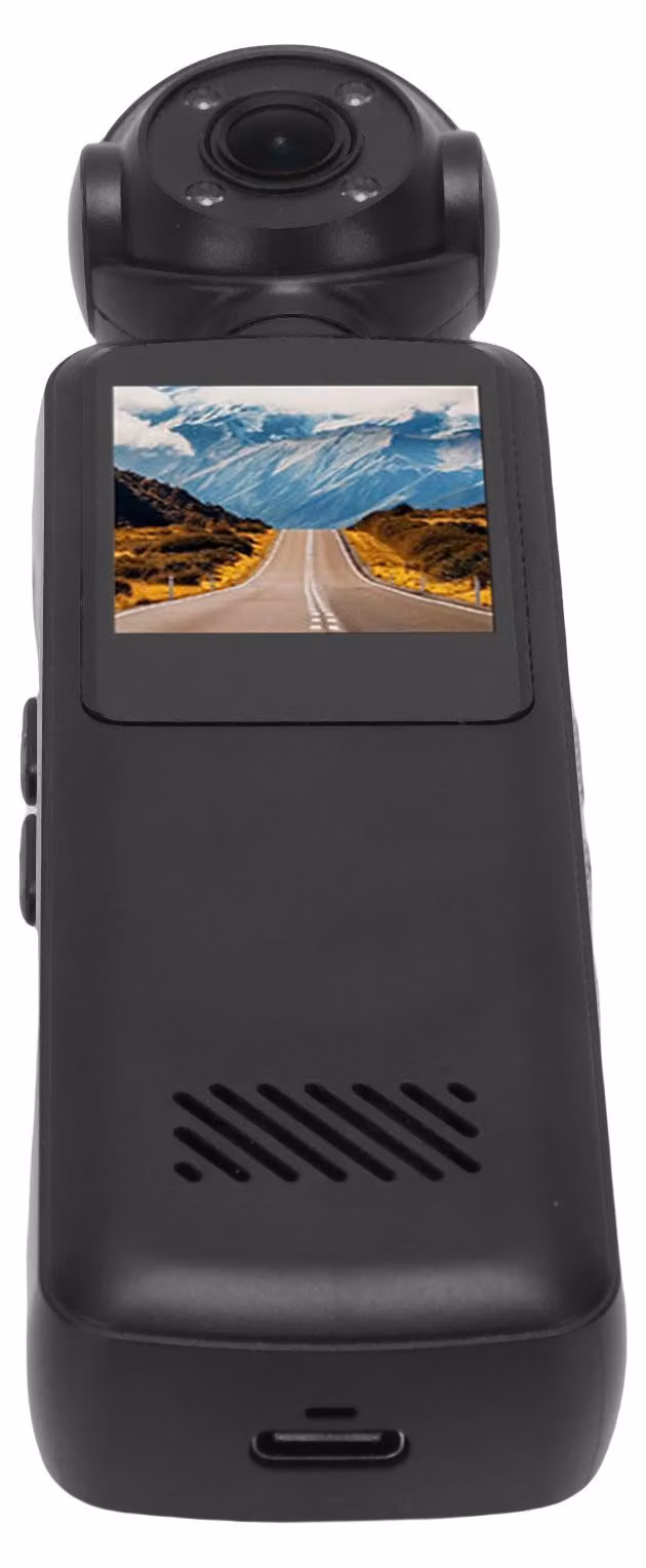 Videocamera d'azione portatile 1080P HD, testa orientabile a 180°, Wi-Fi, stabilizzazione elettronica, videocamera grandangolare con app per i viaggi