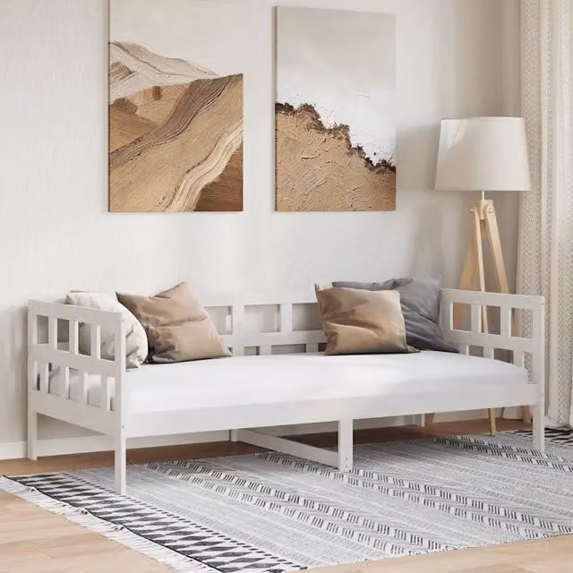 Dormeuse bianca in legno massello di pino stile rustico vidaXL L/P: 200 x 90 cm