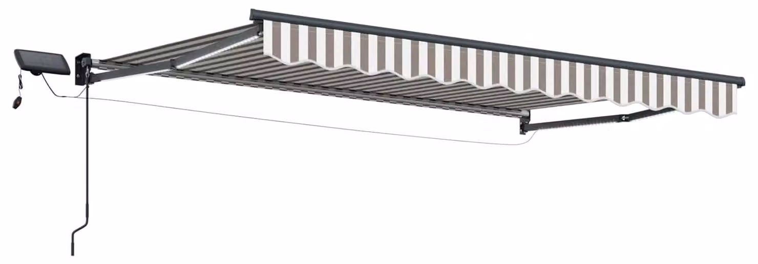 Tenda retrattile manuale con LED Grigio chiaro e bianco
