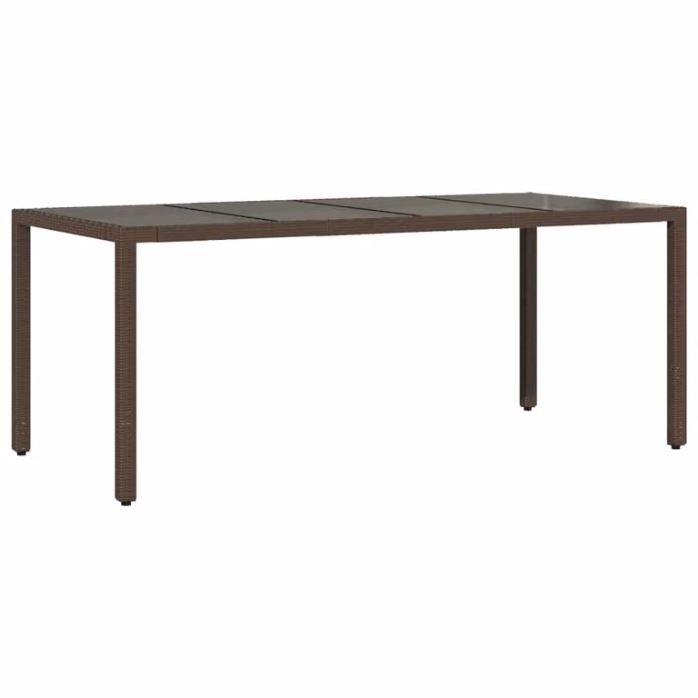 Tavolo Giardino Piano in Vetro Marrone 190x90x75 cm Polyrattan