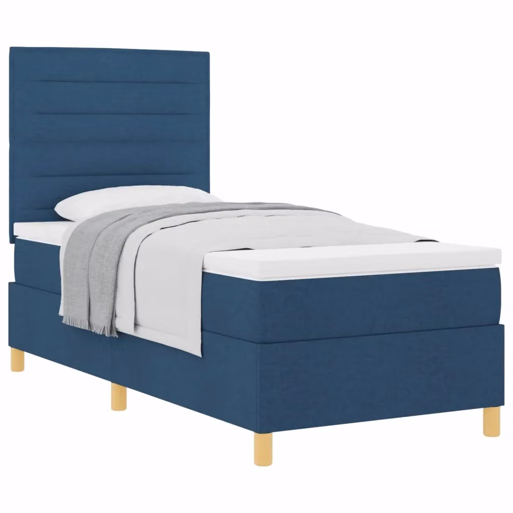 Letto a molle con materasso vidaXL in tessuto blu L/P: 100 x 200 cm – 2