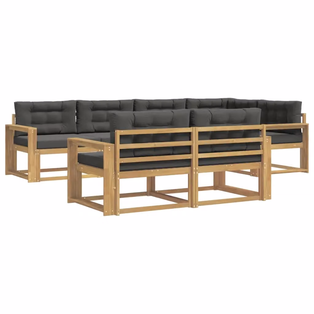Set di divani da esterno a L vidaXL in legno di acacia con cuscini, Bianco e Antracite – 2