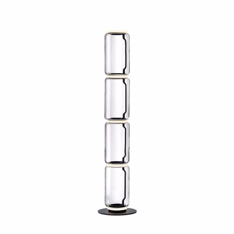 Flos - Noctambule Floor 4 Low Cylinder Small Base - Lampada da terra - Nero