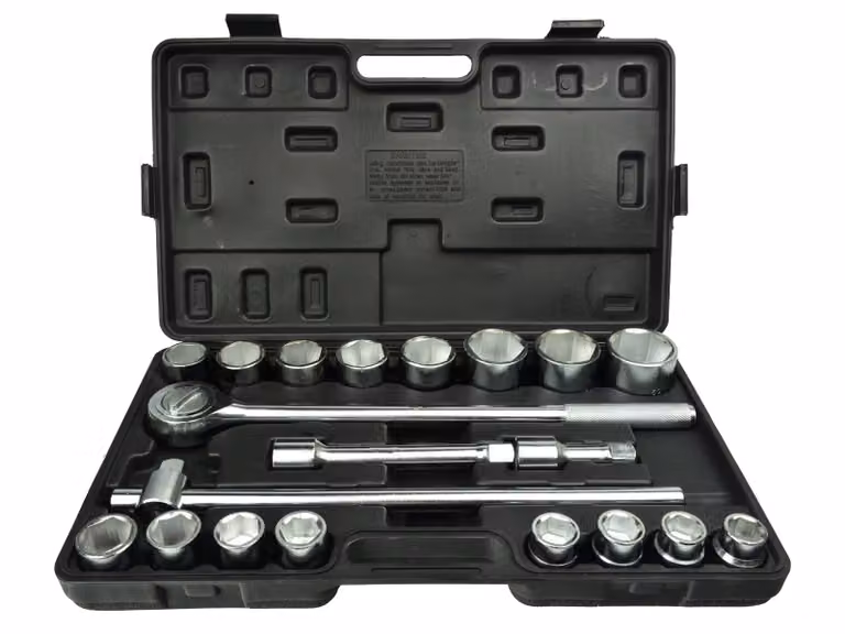 Kit chiavi a bussola,cricchetto e prolunghe 3/4'', 19-50 mm, kit attrezzi per auto, officina, fai-da-te ,21 pezzi Geko