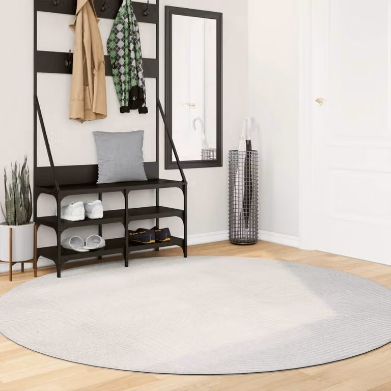 vidaXL Tappeto IZA Rotondo in Poliestere con Aspetto Scandinavo e Design Geometrico, Beige, Ø 200 cm