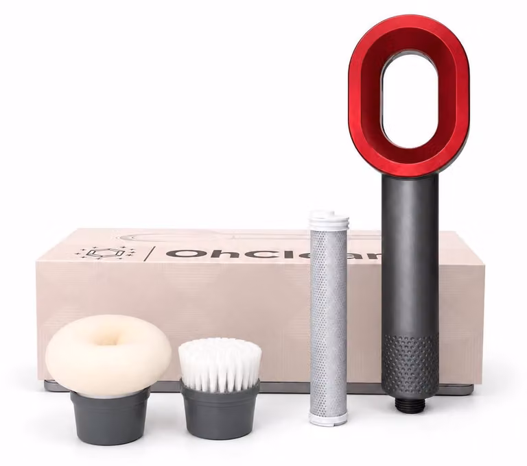 Set di soffioni doccia con 2 spazzole e filtro anticalcare, a risparmio idrico, colore grigio