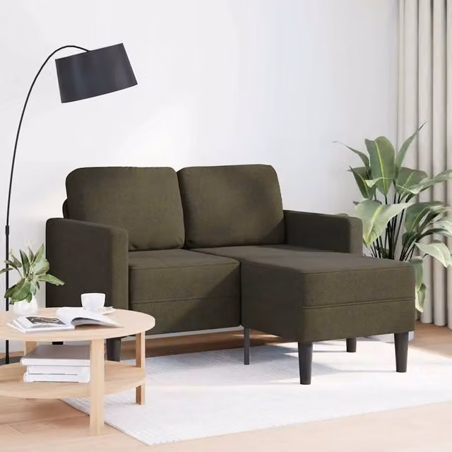 Divano | Divano da soggiorno | Sofa 2 Posti con Chaise a L Verde Militare 125 cm Similpelle