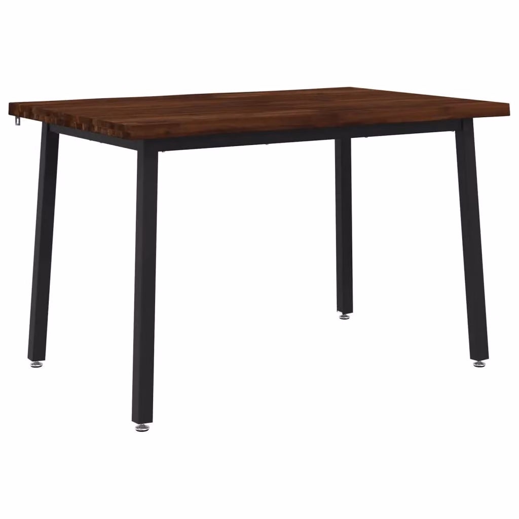 Tavolo da pranzo moderno vidaXL in legno di acacia massello con bordo naturale, Marrone scuro e Nero, L: 120 cm, P: 80 cm, H: 75 cm – 2