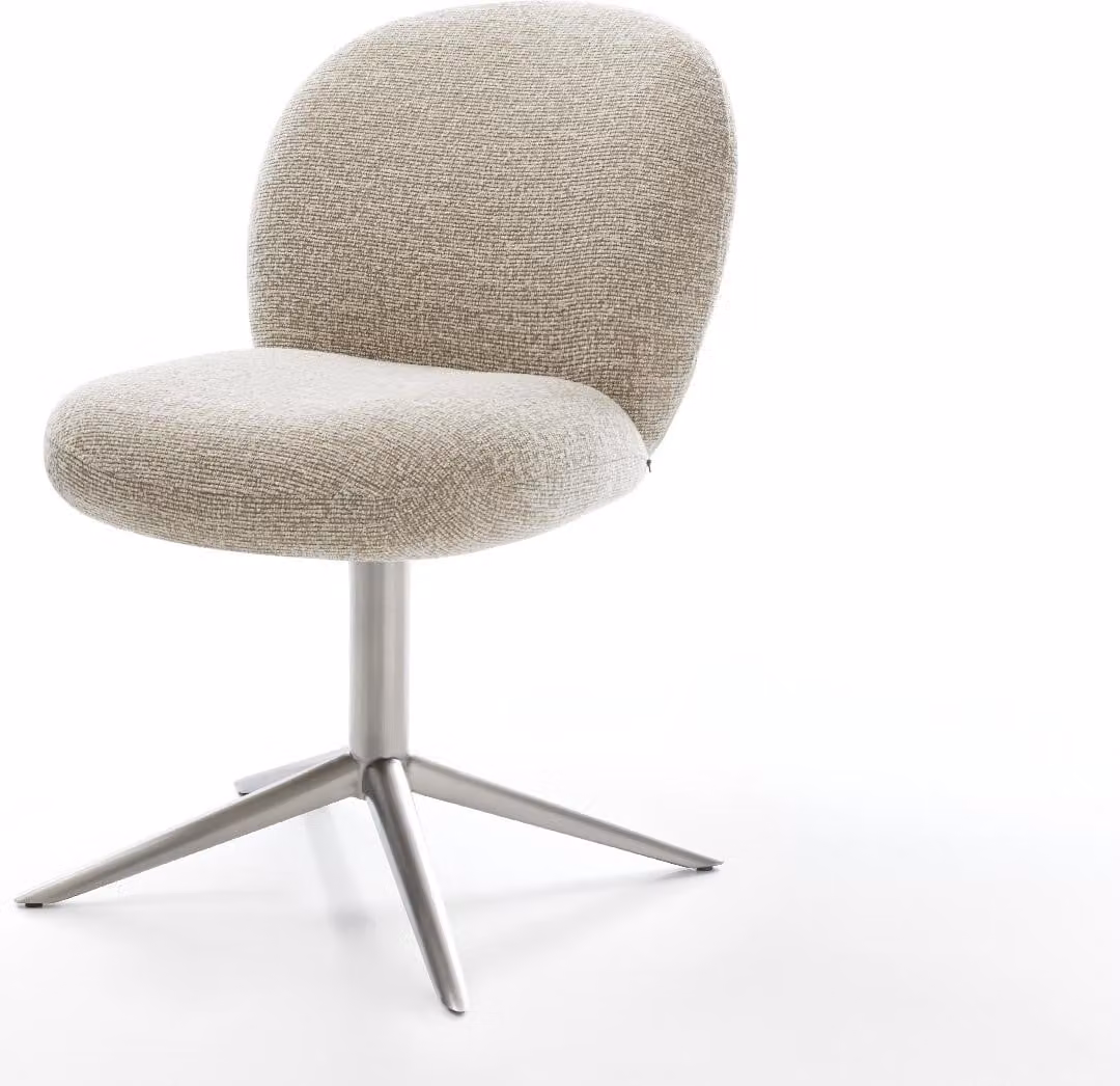 Sedia girevole DELIFE Tessuto Nube-Flex Base Soft Beige in acciaio inox Funzione dondolo girevole a 360° Nucleo a molle tascabili